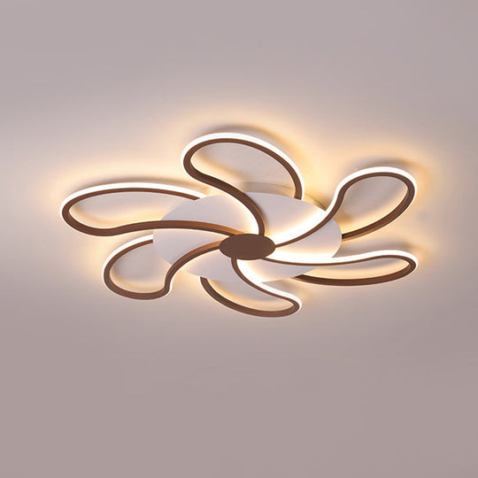 Contemporary Brown Acrylic Flush Light Fixture - Flower Design - 5/6/7 Heads - Ceiling Mounted - Warm/White Light - Wide Selection (31.5"/39"/46.5")
