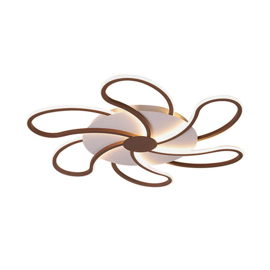 Contemporary Brown Acrylic Flush Light Fixture - Flower Design - 5/6/7 Heads - Ceiling Mounted - Warm/White Light - Wide Selection (31.5"/39"/46.5")