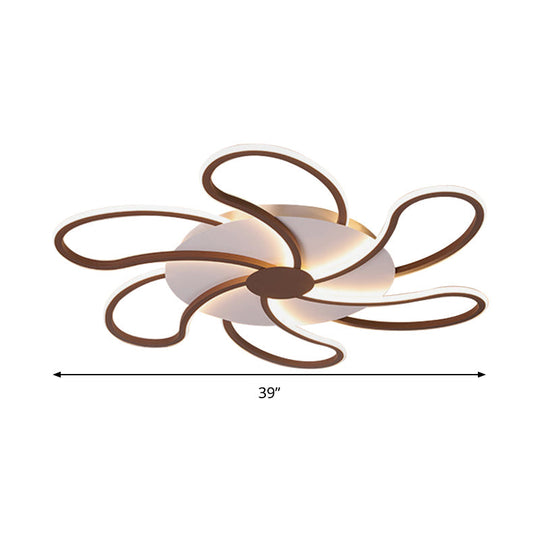 Contemporary Brown Acrylic Flush Light Fixture - Flower Design - 5/6/7 Heads - Ceiling Mounted - Warm/White Light - Wide Selection (31.5"/39"/46.5")