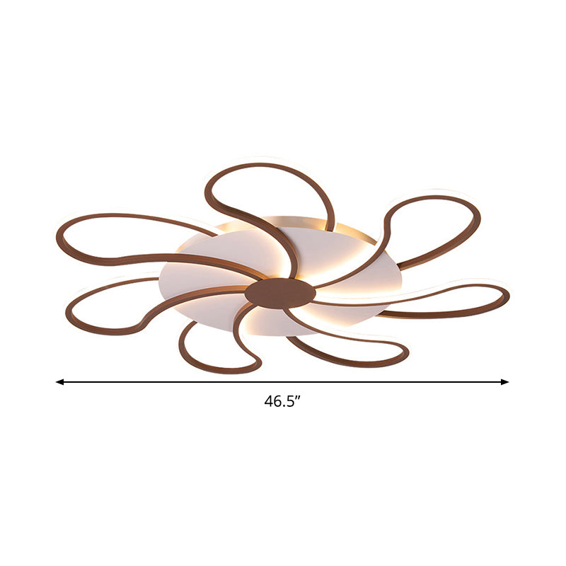 Contemporary Brown Acrylic Flush Light Fixture - Flower Design - 5/6/7 Heads - Ceiling Mounted - Warm/White Light - Wide Selection (31.5"/39"/46.5")