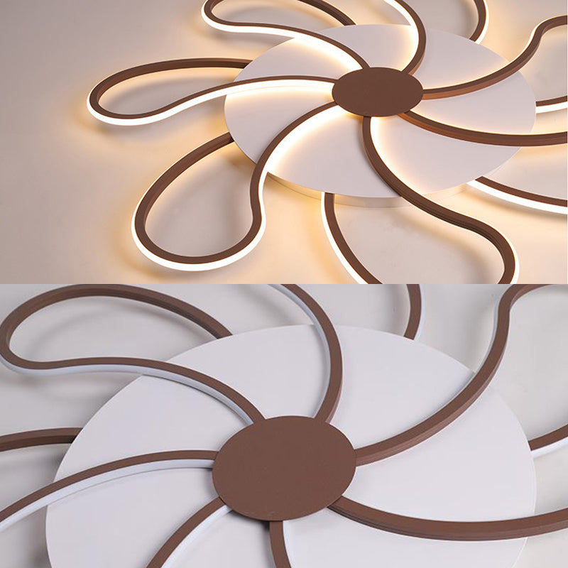 Contemporary Brown Acrylic Flush Light Fixture - Flower Design - 5/6/7 Heads - Ceiling Mounted - Warm/White Light - Wide Selection (31.5"/39"/46.5")