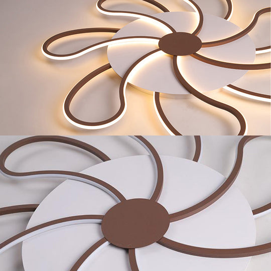 Contemporary Brown Acrylic Flush Light Fixture - Flower Design - 5/6/7 Heads - Ceiling Mounted - Warm/White Light - Wide Selection (31.5"/39"/46.5")