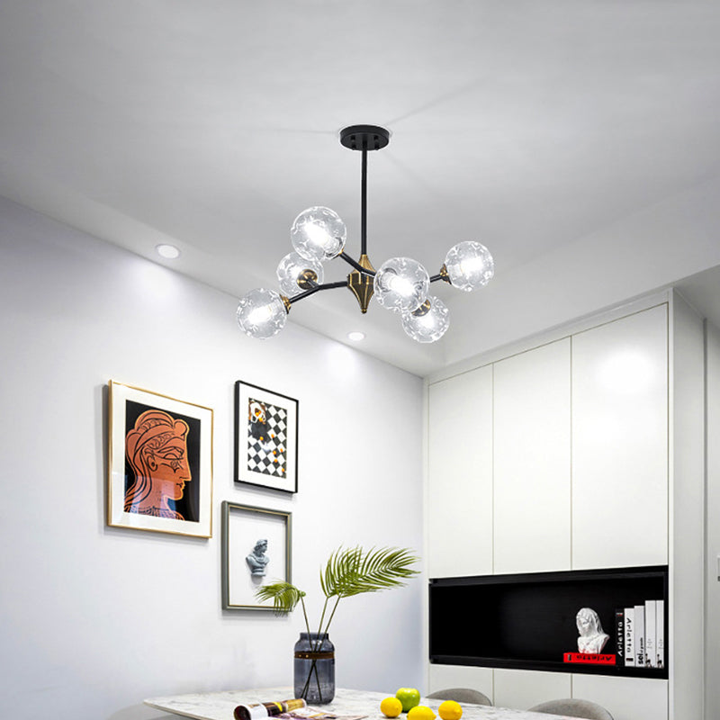 Kit de lampe suspendue Nordic Bubble - Lustre en verre alvéolé transparent/ambre/gris fumé - Idéal pour la salle à manger - 6/10 têtes