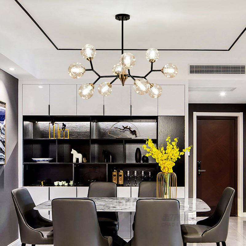 Kit de lampe suspendue Nordic Bubble - Lustre en verre alvéolé transparent/ambre/gris fumé - Idéal pour la salle à manger - 6/10 têtes