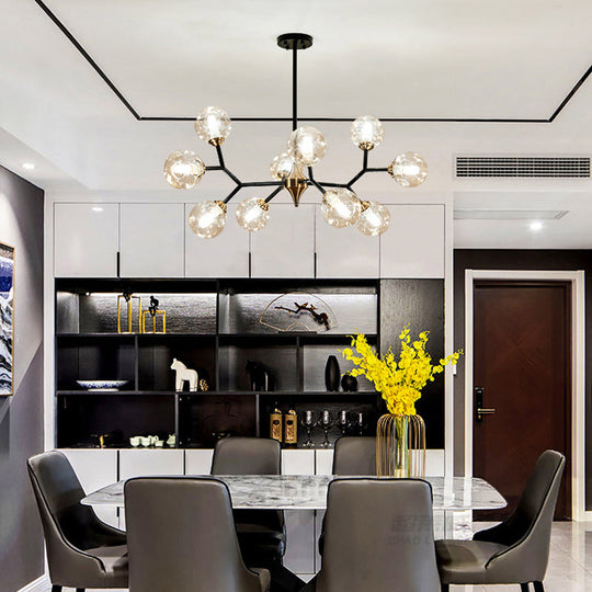 Kit de lampe suspendue Nordic Bubble - Lustre en verre alvéolé transparent/ambre/gris fumé - Idéal pour la salle à manger - 6/10 têtes