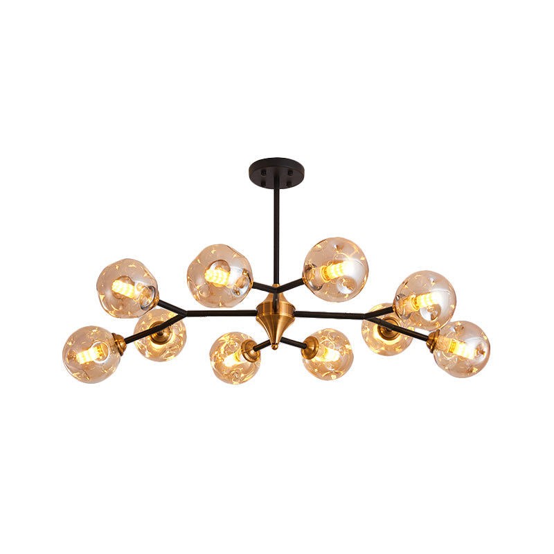 Kit de lampe suspendue Nordic Bubble - Lustre en verre alvéolé transparent/ambre/gris fumé - Idéal pour la salle à manger - 6/10 têtes