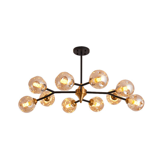 Kit de lampe suspendue Nordic Bubble - Lustre en verre alvéolé transparent/ambre/gris fumé - Idéal pour la salle à manger - 6/10 têtes