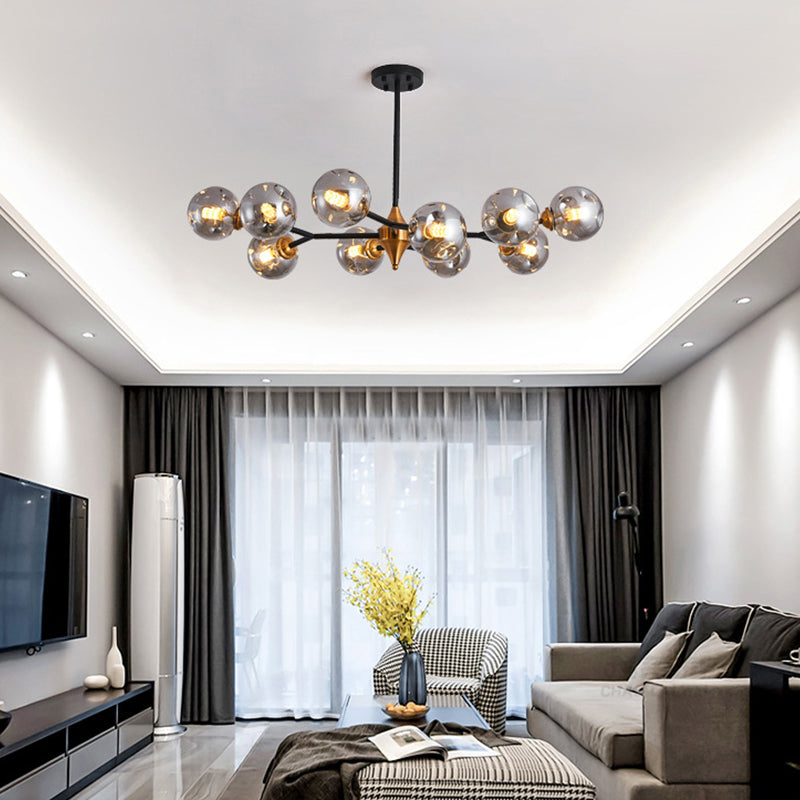 Kit de lampe suspendue Nordic Bubble - Lustre en verre alvéolé transparent/ambre/gris fumé - Idéal pour la salle à manger - 6/10 têtes