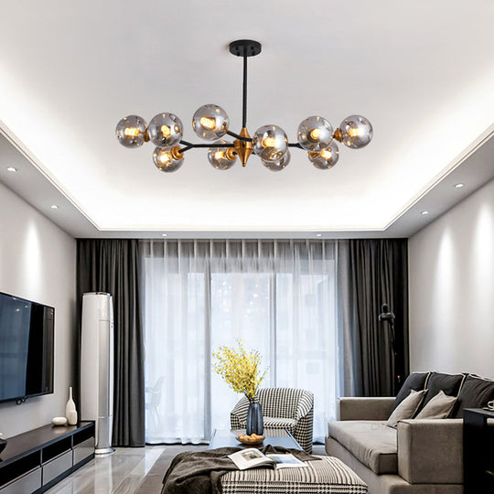 Kit de lampe suspendue Nordic Bubble - Lustre en verre alvéolé transparent/ambre/gris fumé - Idéal pour la salle à manger - 6/10 têtes