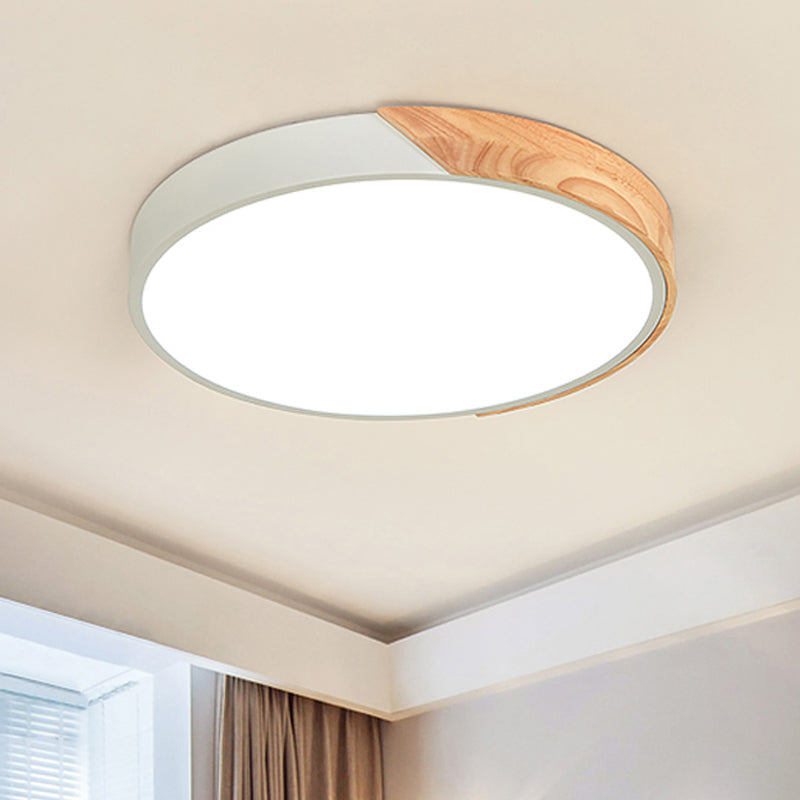 Modern Metal LED Flush Light in Pink/White with Acrylic Diffuser, Ceiling Mounted, Round Design - 12"/16"/19.5" Wide