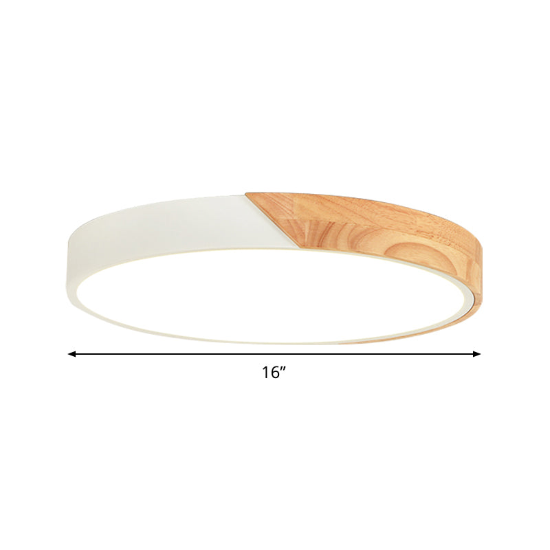 Modern Metal LED Flush Light in Pink/White with Acrylic Diffuser, Ceiling Mounted, Round Design - 12"/16"/19.5" Wide