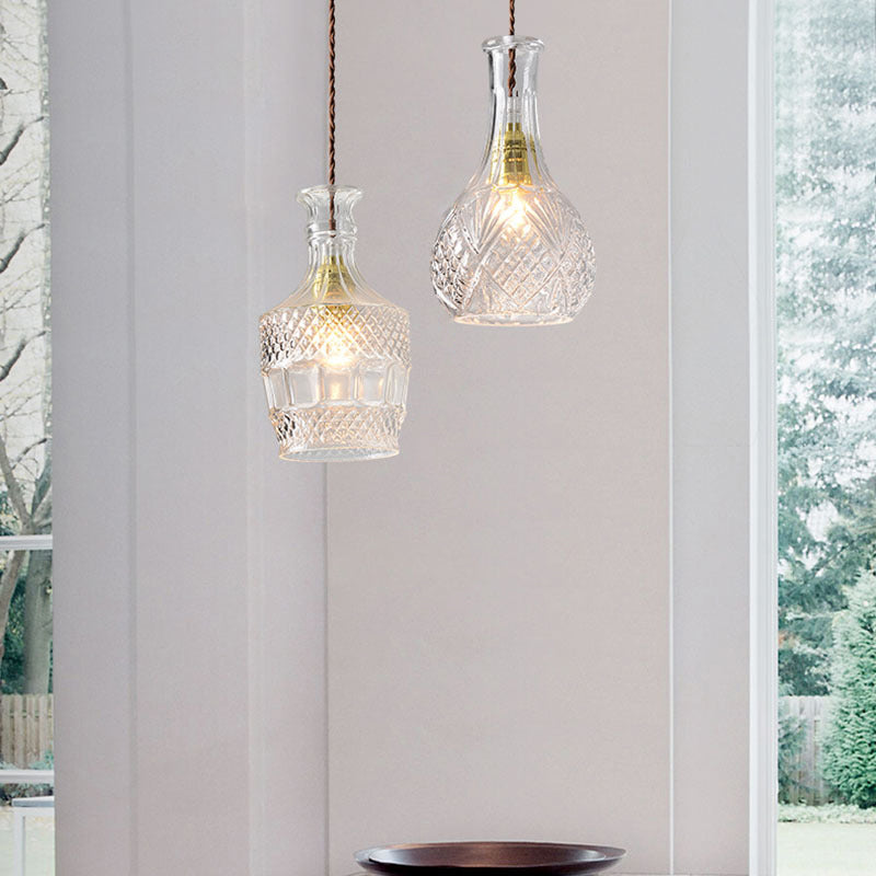 Modern Prism Glass Pendant Light for Dining Room - Clear, 1-Light Ceiling Fixture