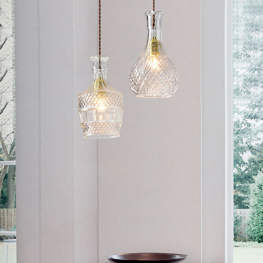 Modern Prism Glass Pendant Light for Dining Room - Clear, 1-Light Ceiling Fixture