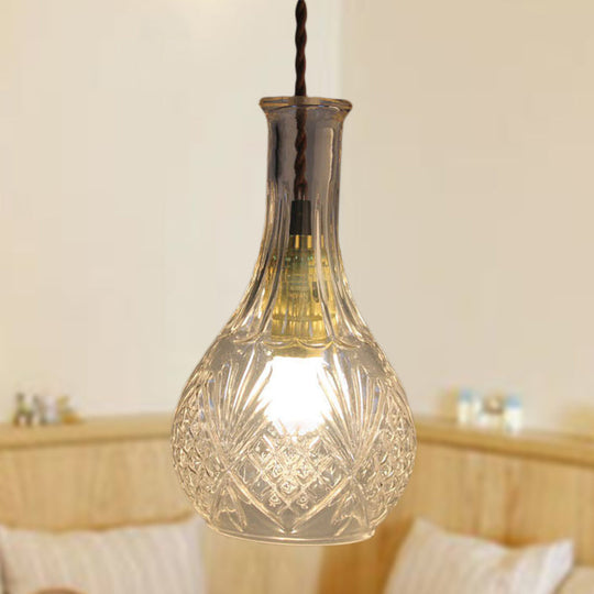 Modern Prism Glass Pendant Light for Dining Room - Clear, 1-Light Ceiling Fixture