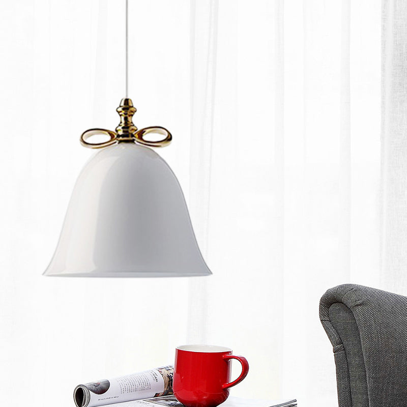 Contemporary Glass Bell Pendant Light - White/Brown/Clear - Ideal for Dining Room Ceiling