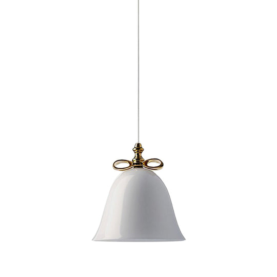 Bell Pendant Light - Contemporary White/Brown/Clear Glass Dining Room Ceiling Fixture