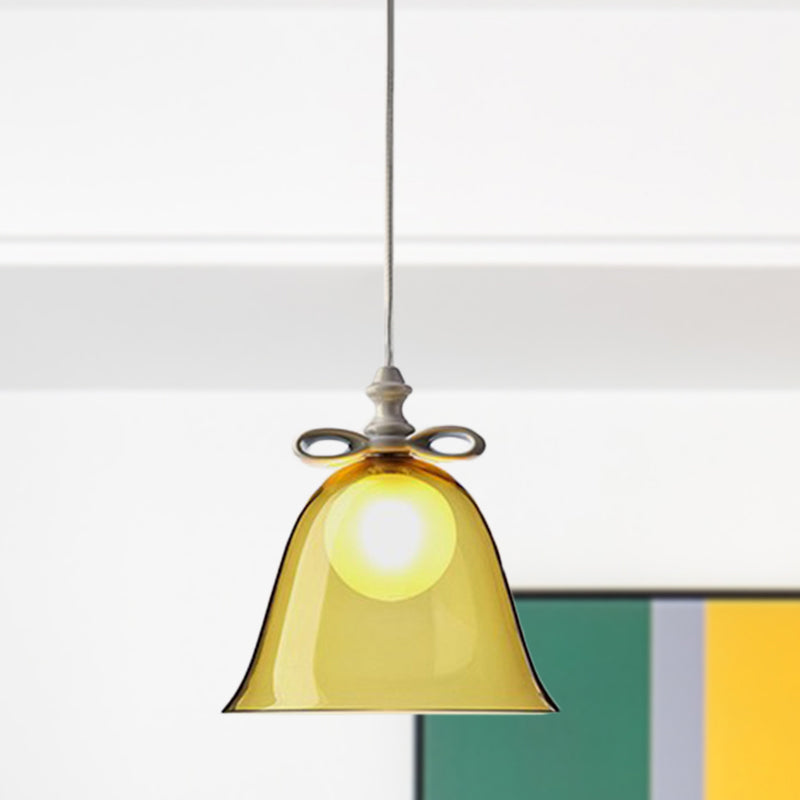 Contemporary Glass Bell Pendant Light - White/Brown/Clear - Ideal for Dining Room Ceiling