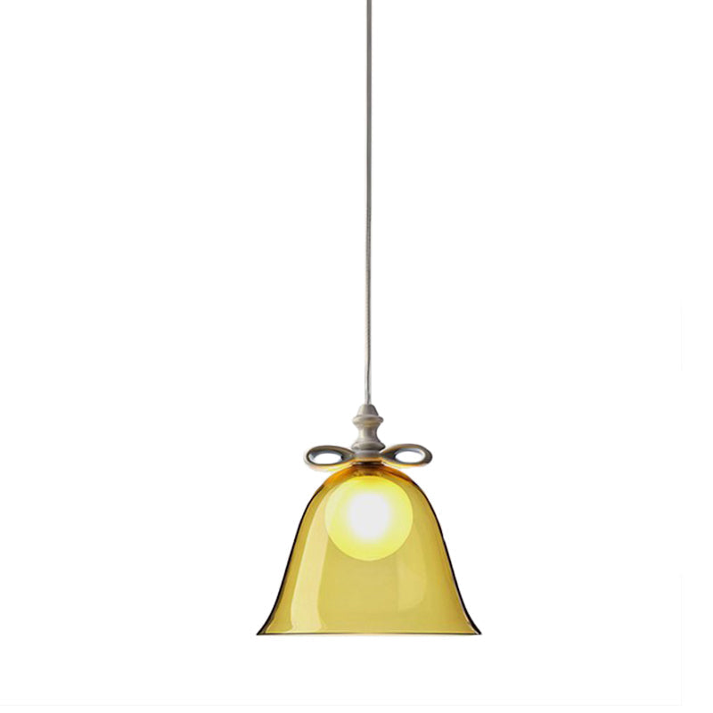 Contemporary Glass Bell Pendant Light - White/Brown/Clear - Ideal for Dining Room Ceiling
