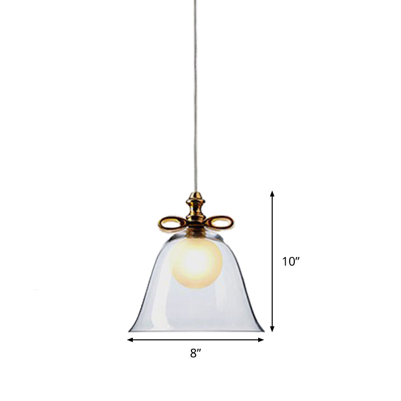 Contemporary Glass Bell Pendant Light - White/Brown/Clear - Ideal for Dining Room Ceiling