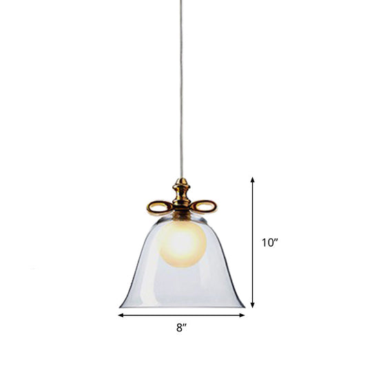 Contemporary Glass Bell Pendant Light - White/Brown/Clear - Ideal for Dining Room Ceiling