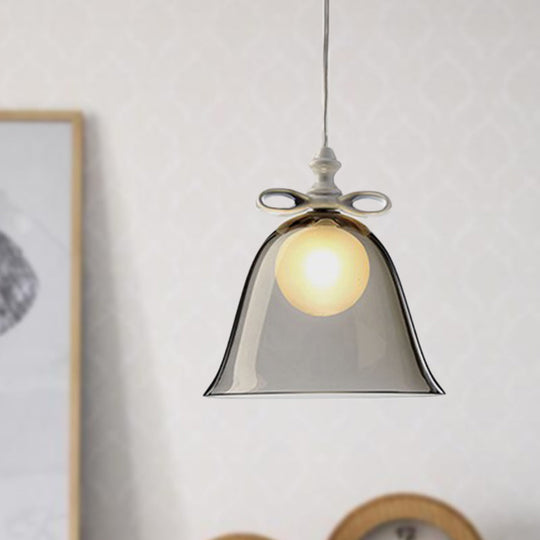 Contemporary Glass Bell Pendant Light - White/Brown/Clear - Ideal for Dining Room Ceiling