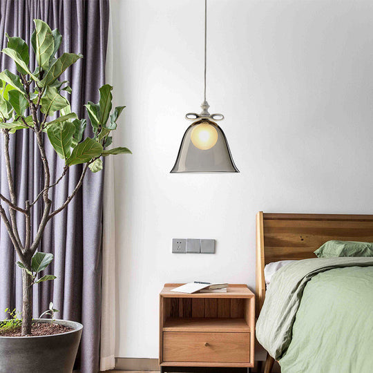 Contemporary Glass Bell Pendant Light - White/Brown/Clear - Ideal for Dining Room Ceiling