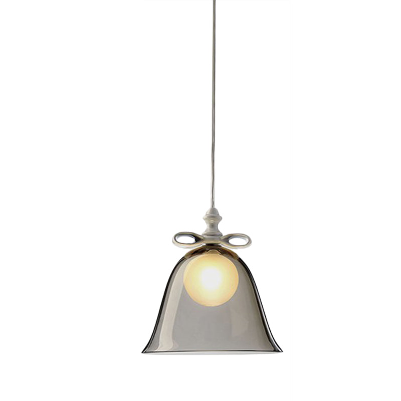 Contemporary Glass Bell Pendant Light - White/Brown/Clear - Ideal for Dining Room Ceiling