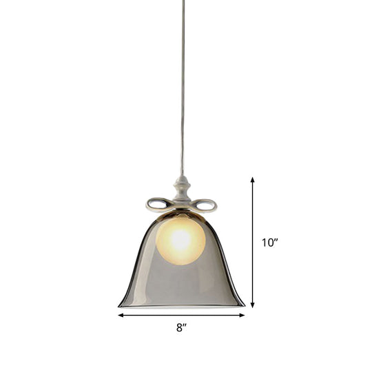 Contemporary Glass Bell Pendant Light - White/Brown/Clear - Ideal for Dining Room Ceiling