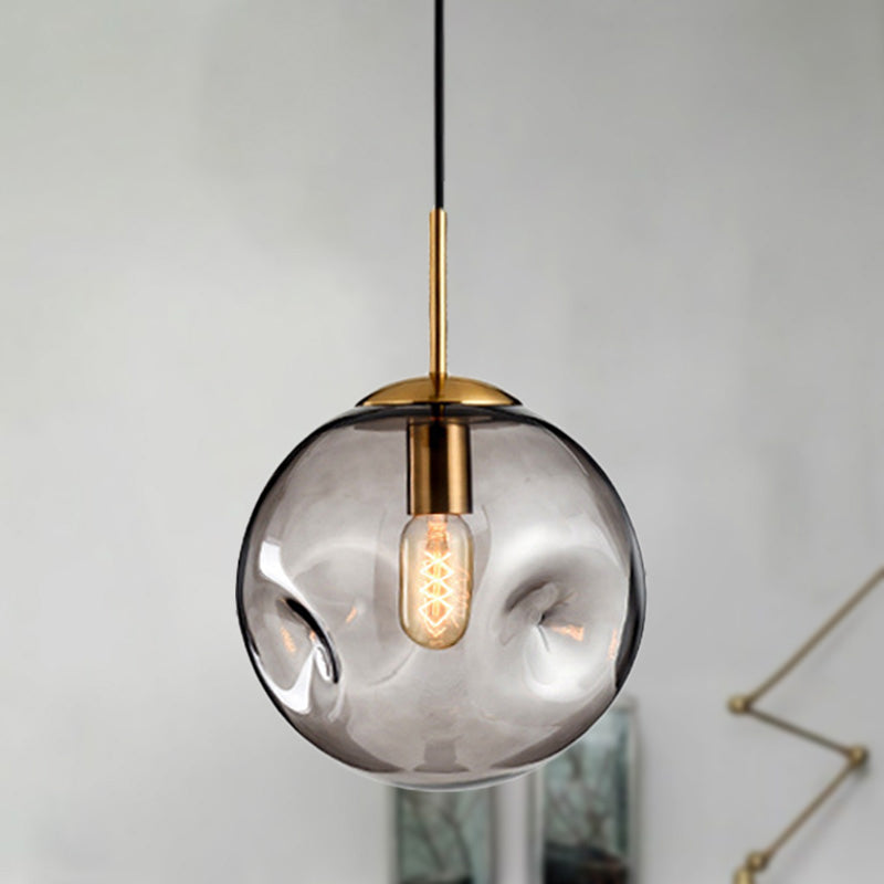 Nordic Amber/Smoke Gray Globe Pendant Light - Elegant Dining Room Ceiling Fixture