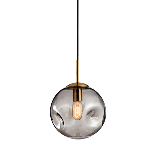 Nordic Amber/Smoke Gray Globe Pendant Light - Elegant Dining Room Ceiling Fixture