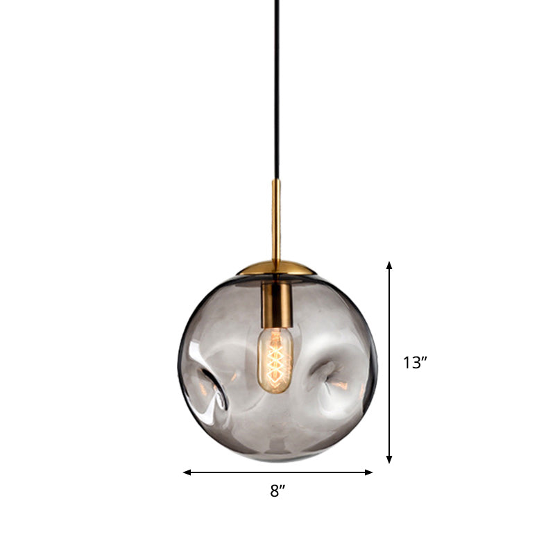 Nordic Amber/Smoke Gray Globe Pendant Light - Elegant Dining Room Ceiling Fixture