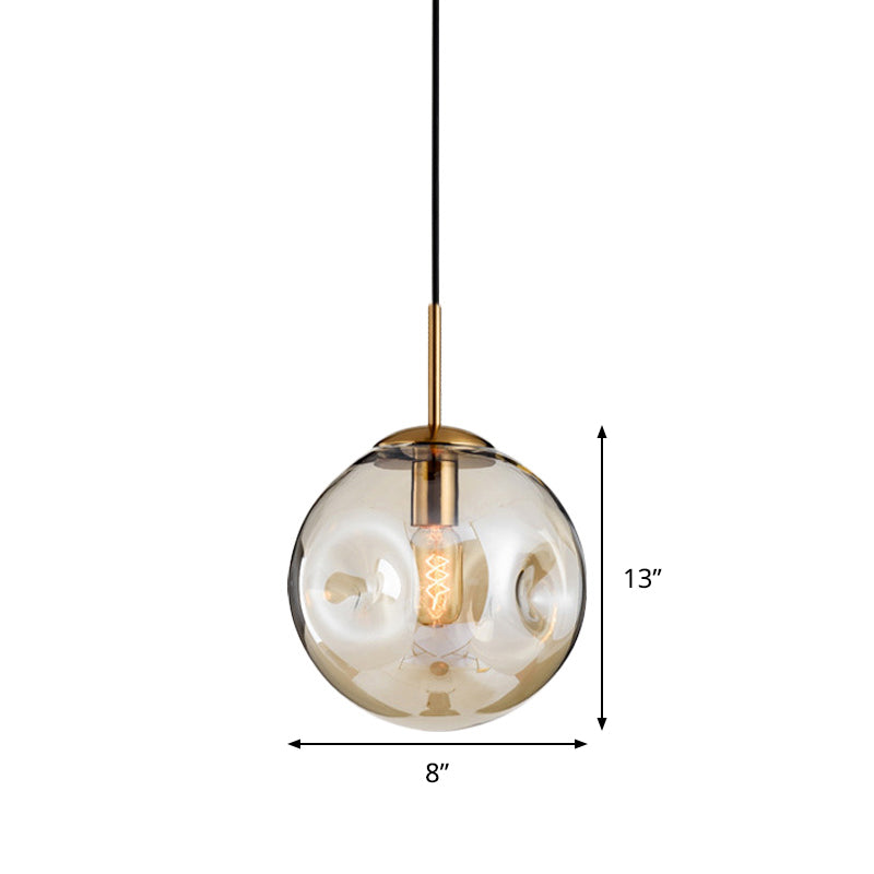 Nordic Amber/Smoke Gray Globe Pendant Light - Elegant Dining Room Ceiling Fixture