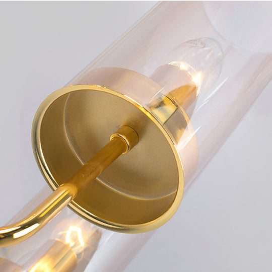 Postmodern Cylinder Hanging Lamp: Blue/Cognac Glass, 12 Heads, Dining Room Chandelier Lighting Kit