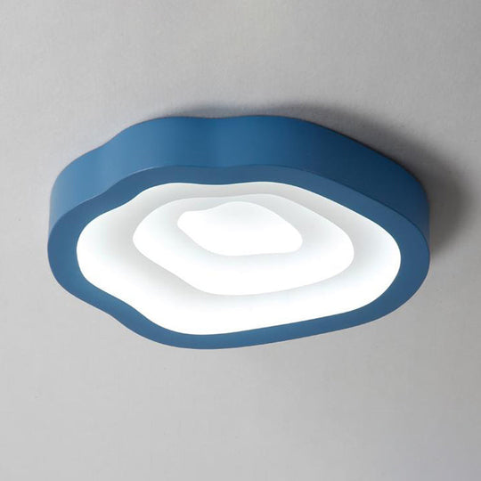 Contemporary Cloud LED Flushmount Ceiling Light Fixture in Black/Yellow/Blue - Warm/White Light Options