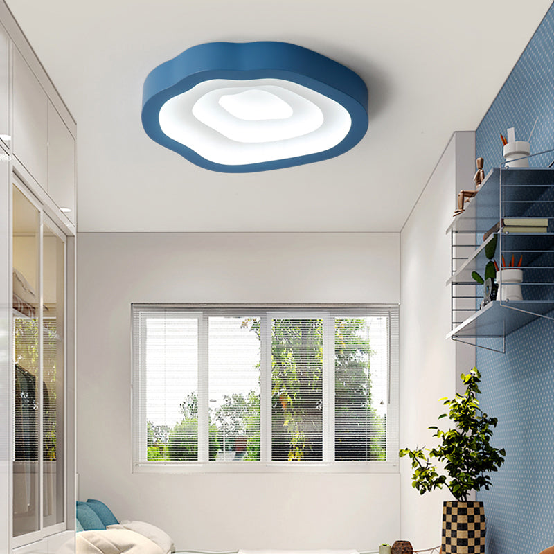 Contemporary Cloud LED Flushmount Ceiling Light Fixture in Black/Yellow/Blue - Warm/White Light Options