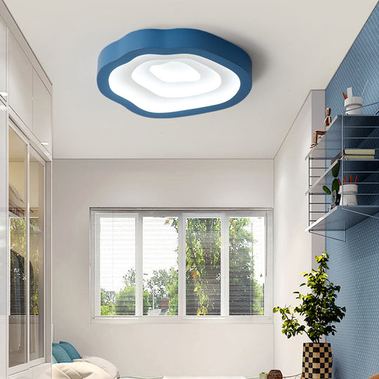 Contemporary Cloud LED Flushmount Ceiling Light Fixture in Black/Yellow/Blue - Warm/White Light Options