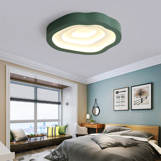 Contemporary Cloud LED Flushmount Ceiling Light Fixture in Black/Yellow/Blue - Warm/White Light Options