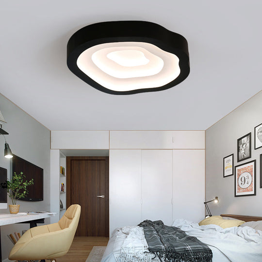 Contemporary Cloud LED Flushmount Ceiling Light Fixture in Black/Yellow/Blue - Warm/White Light Options