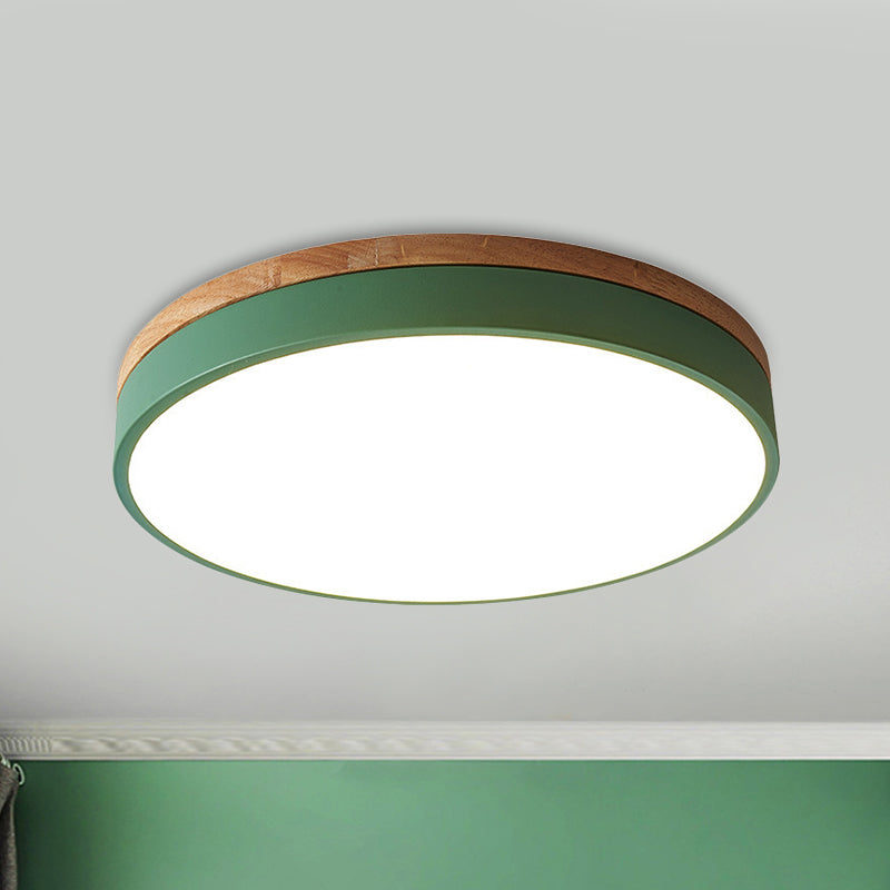 Modern LED Green Flush Mount Ceiling Light with Acrylic Diffuser - Available in 12"/16"/19.5" Widths