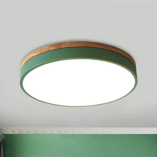 Modern Led Green Flush Mount Ceiling Light With Acrylic Diffuser - Available In 12/16/19.5 Widths /