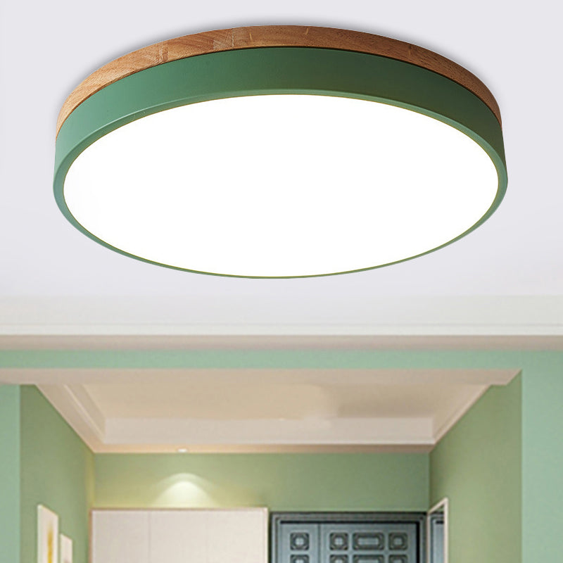 Modern LED Green Flush Mount Ceiling Light with Acrylic Diffuser - Available in 12"/16"/19.5" Widths