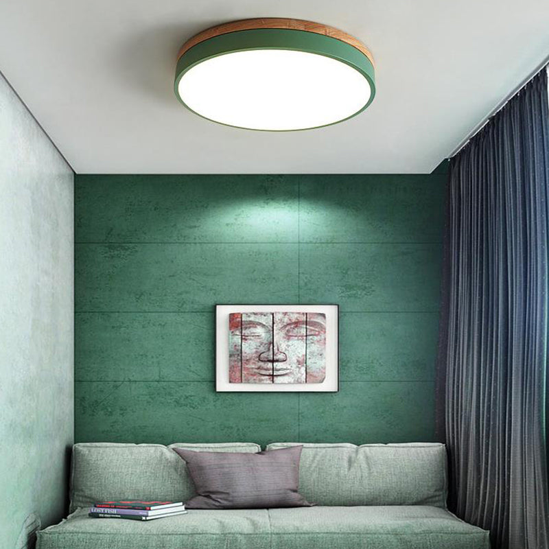 Modern Led Green Flush Mount Ceiling Light With Acrylic Diffuser - Available In 12/16/19.5 Widths