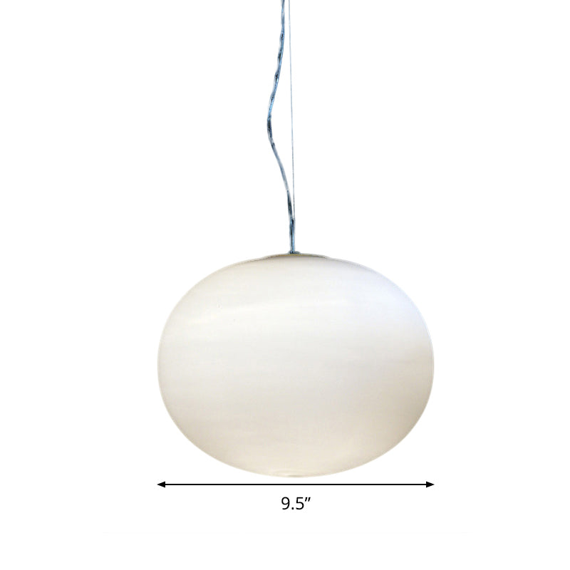 Minimalist White Glass Oval Pendant Lamp - 1 Head 9.5/18 Wide Ideal For Dining Room