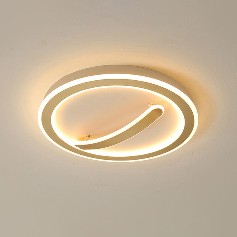 Contemporary Circular Ceiling Mount Light - 18"/20.5" Wide - Acrylic Gold/Black & White - LED Flush Light - Warm/White Light - Remote Control with Dimming