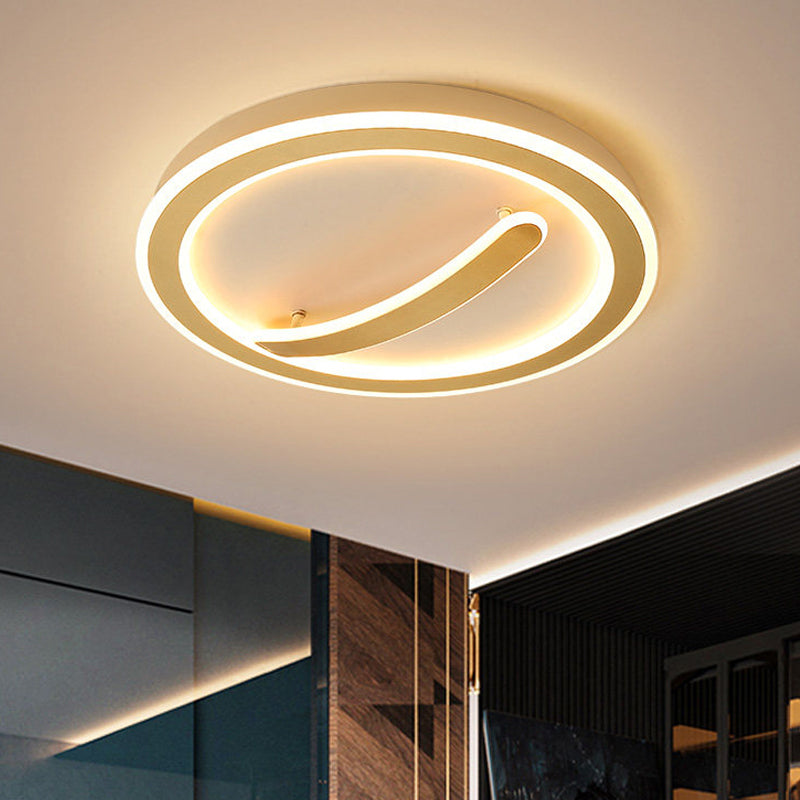 Contemporary Circular Ceiling Mount Light - 18/20.5 Wide Acrylic Gold/Black & White Led Flush