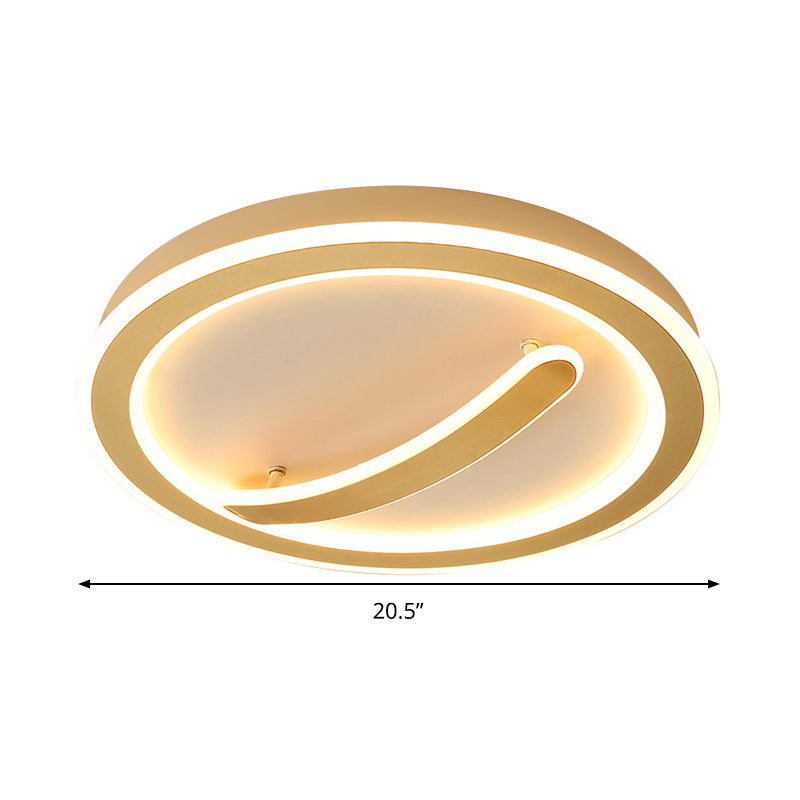 Contemporary Circular Ceiling Mount Light - 18"/20.5" Wide - Acrylic Gold/Black & White - LED Flush Light - Warm/White Light - Remote Control with Dimming