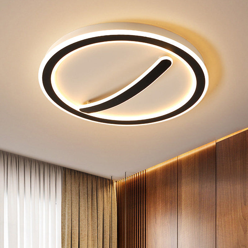 Contemporary Circular Ceiling Mount Light - 18"/20.5" Wide - Acrylic Gold/Black & White - LED Flush Light - Warm/White Light - Remote Control with Dimming