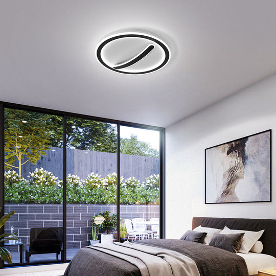 Contemporary Circular Ceiling Mount Light - 18"/20.5" Wide - Acrylic Gold/Black & White - LED Flush Light - Warm/White Light - Remote Control with Dimming