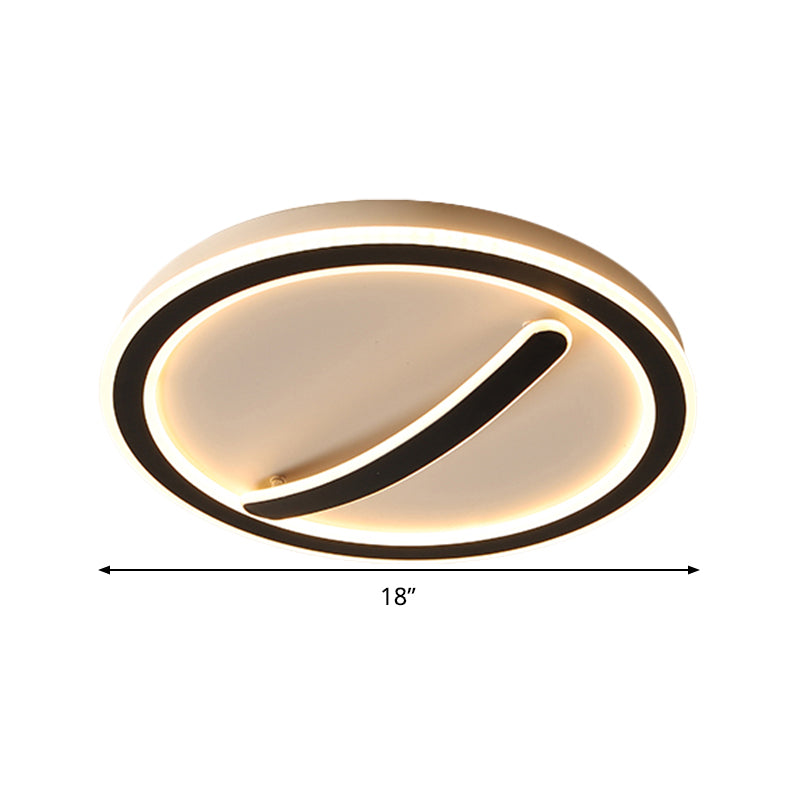 Contemporary Circular Ceiling Mount Light - 18"/20.5" Wide - Acrylic Gold/Black & White - LED Flush Light - Warm/White Light - Remote Control with Dimming