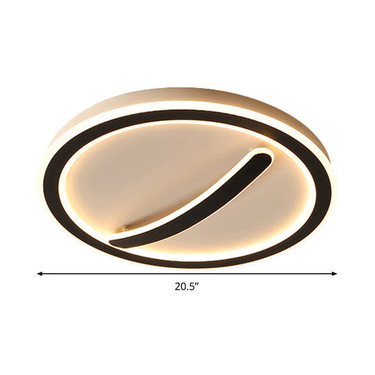 Contemporary Circular Ceiling Mount Light - 18"/20.5" Wide - Acrylic Gold/Black & White - LED Flush Light - Warm/White Light - Remote Control with Dimming